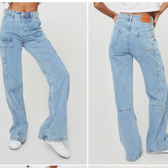 Princess Polly Denim - Princess Polly Chad Mid Rise Cargo Jeans Size US 4